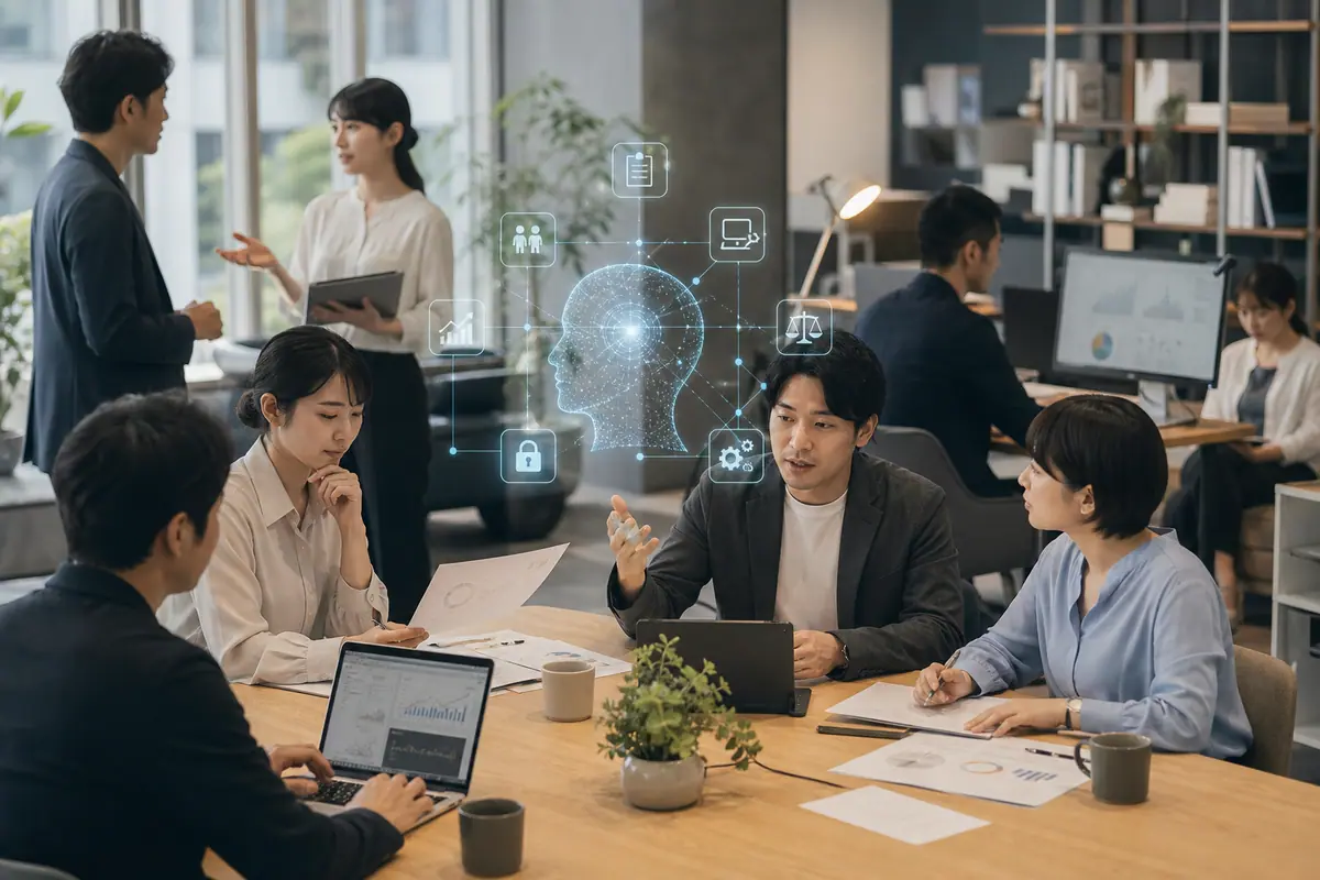 AIが社会の媒介者として変革する多層的な影響と倫理的課題に関するイメージ
