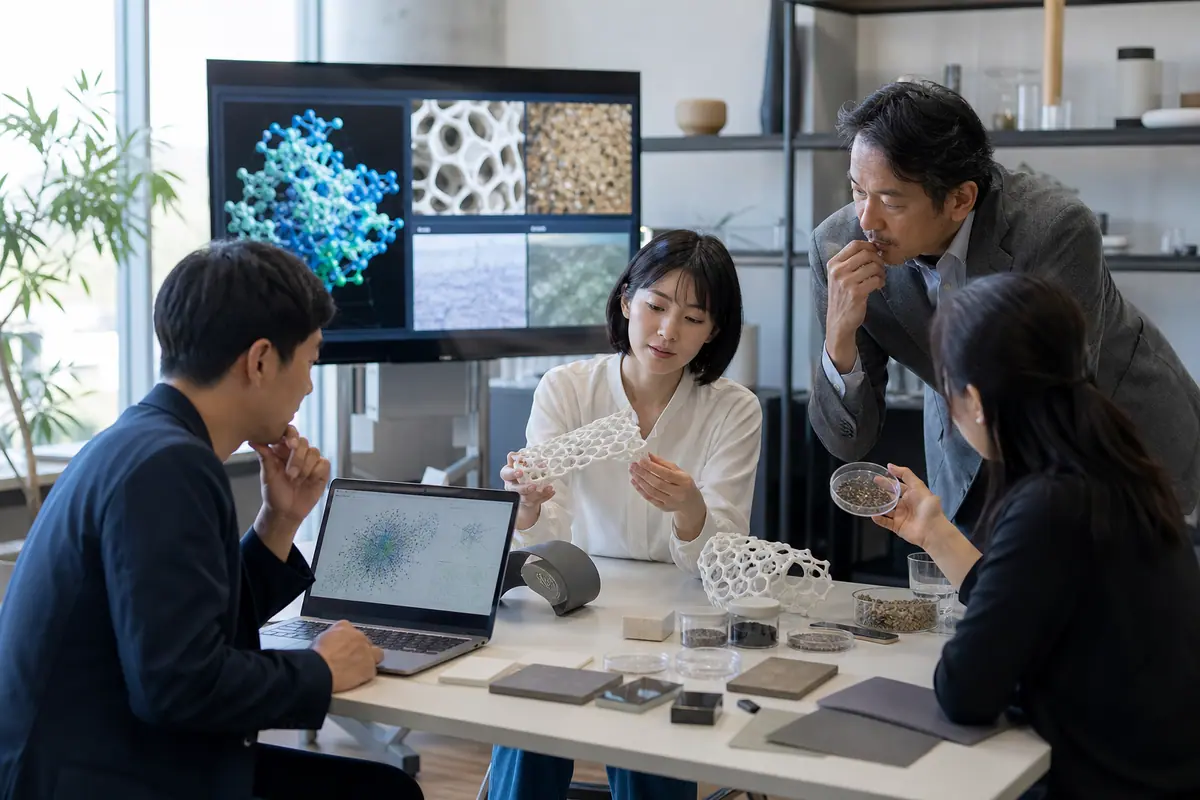 AIの創造的進化と社会課題:新素材設計から倫理・サプライチェーンまでに関するイメージ