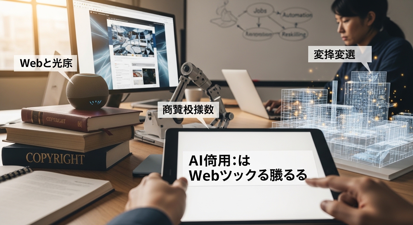 AIの光と影:著作権訴訟、Web変質、雇用再編、物理世界進出の最前線に関するイメージ