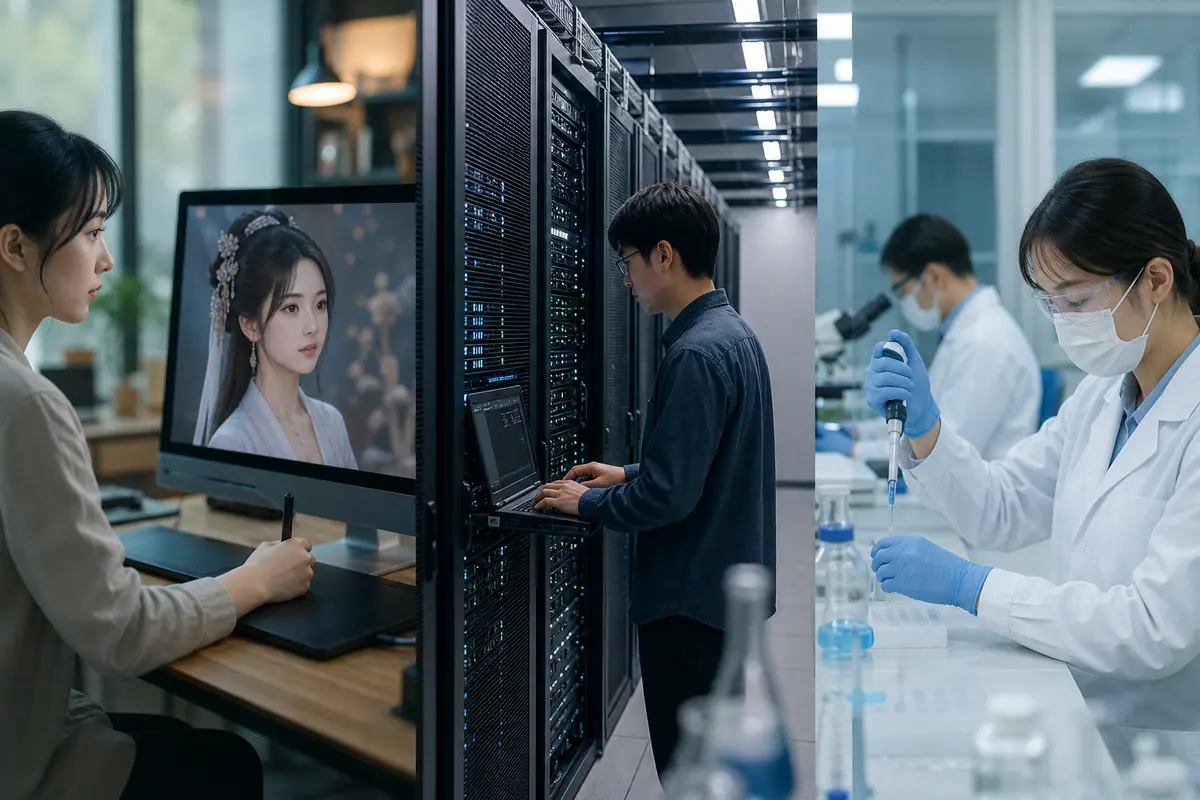 AIが変革する産業と直面する現実：中国エンタメから創薬までに関するイメージ