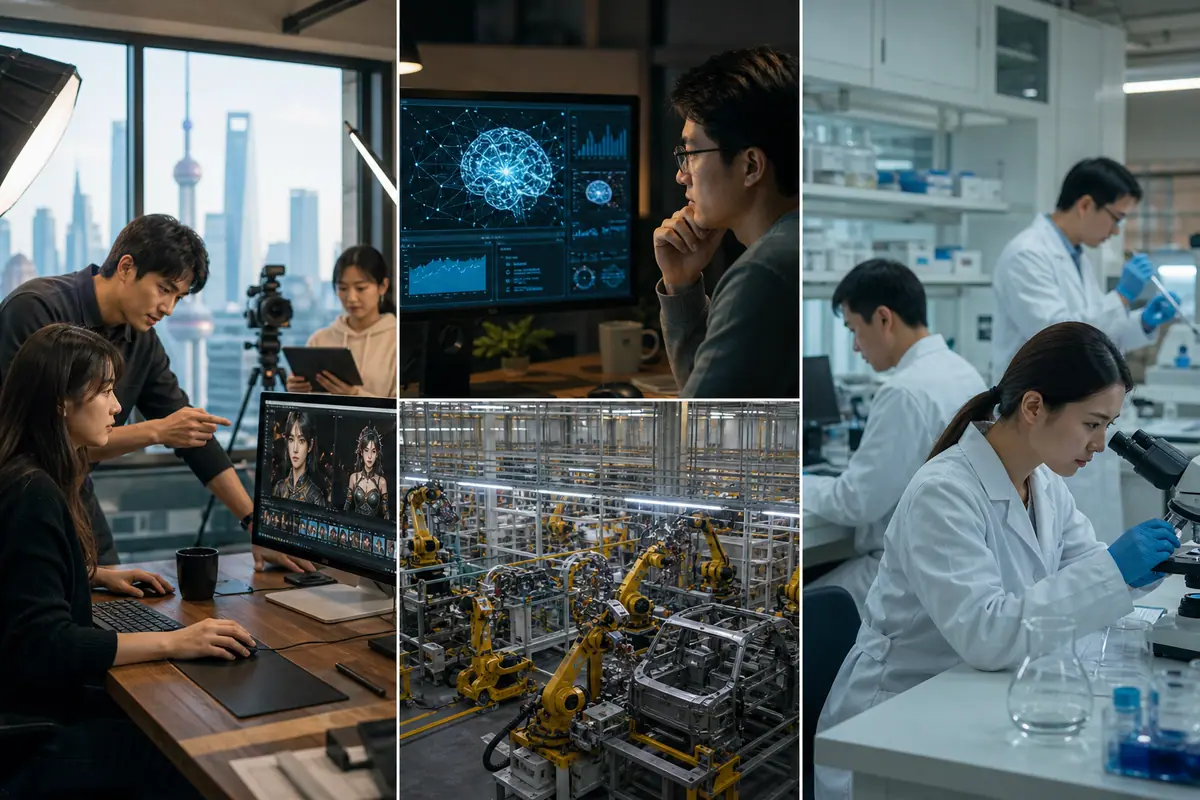 AIが変革する産業と直面する現実：中国エンタメから創薬までに関するイメージ