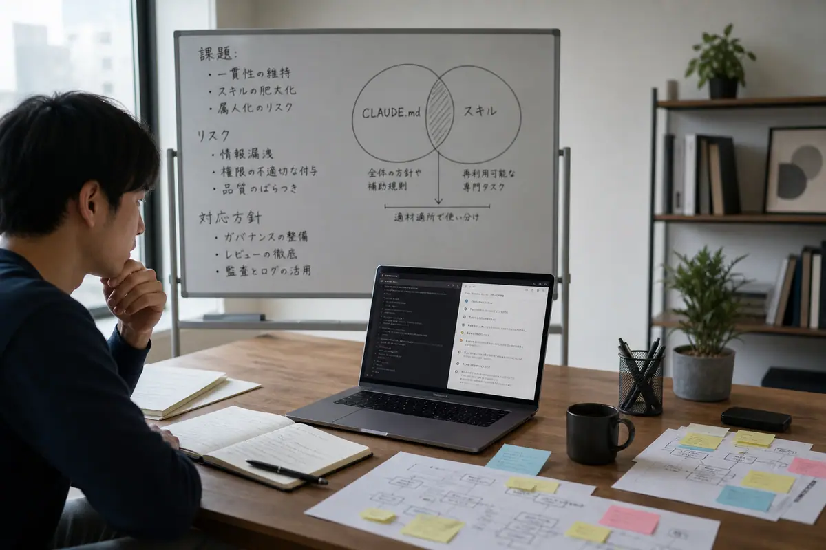 Claude CodeのCLAUDE.mdとSkillsを使い分け、AI開発ワークフローを効率化するに関するイメージ